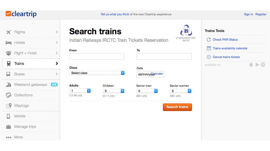 como crear una cuenta en cleartrip