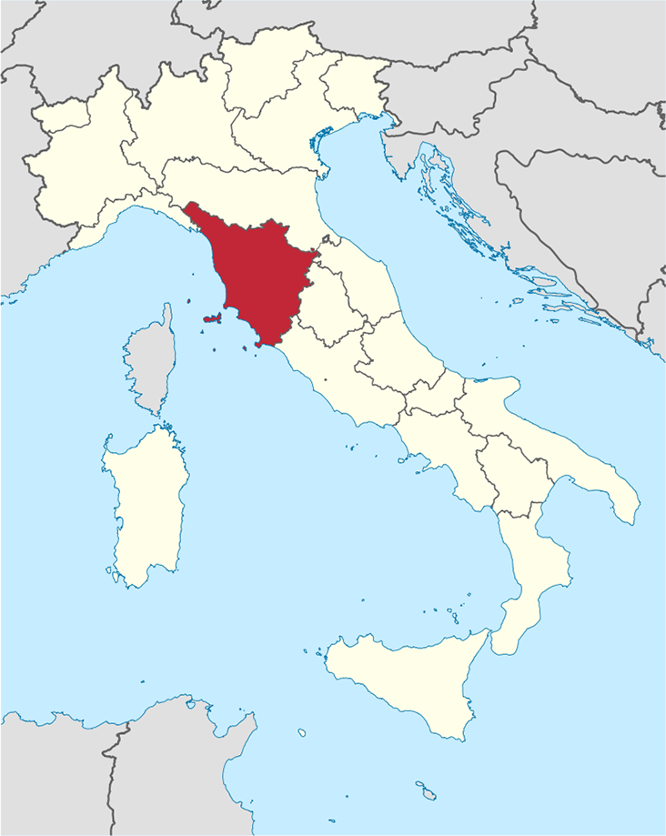Mapa de La Toscana en Italia